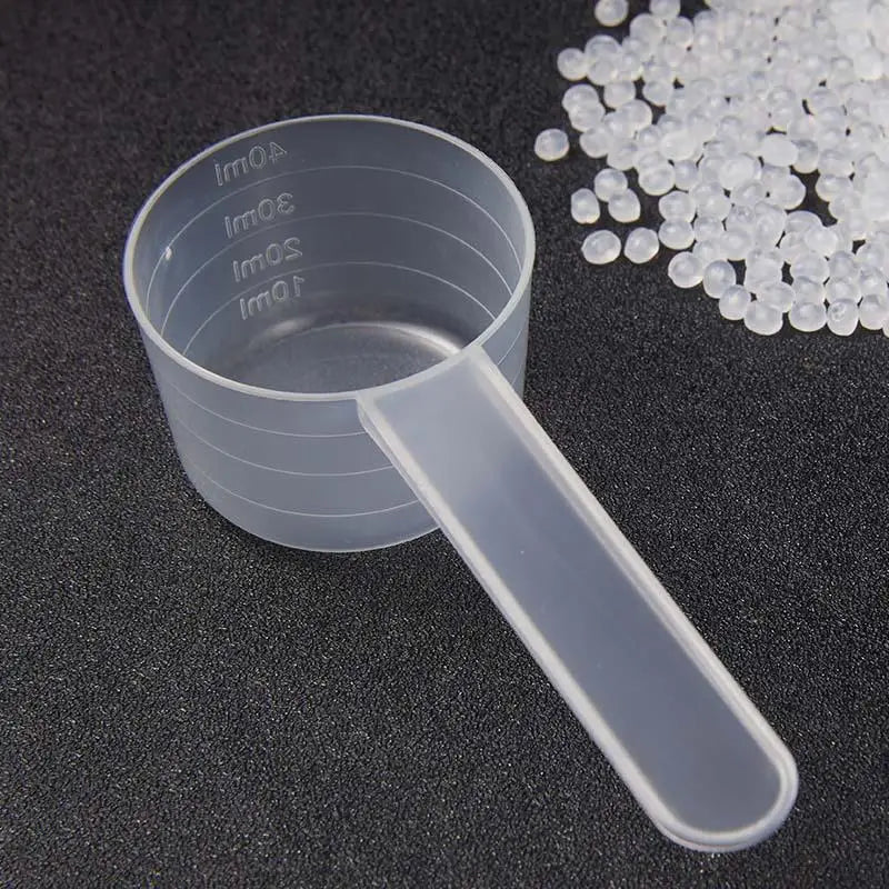 5PCS Transparent PP Plastic Measuring Cup Flat Bottom Graduated Measuring Spoon Baking Tool Graduated Facial Mask Spoon 30-70ml
