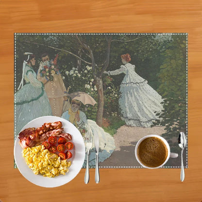 Famous Oil Painting By Claude Monet Table Mats Waterlily Lotus Flower Coffee Cup Pads Kitchen Accessories Linen Dining Placemat