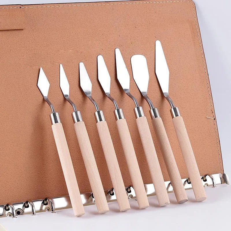 7 Pcs/set Stainless Steel Fondant Cake Spatula Cream Mixing Scraper Oil Painting Scoop Cake Decoration Accessories