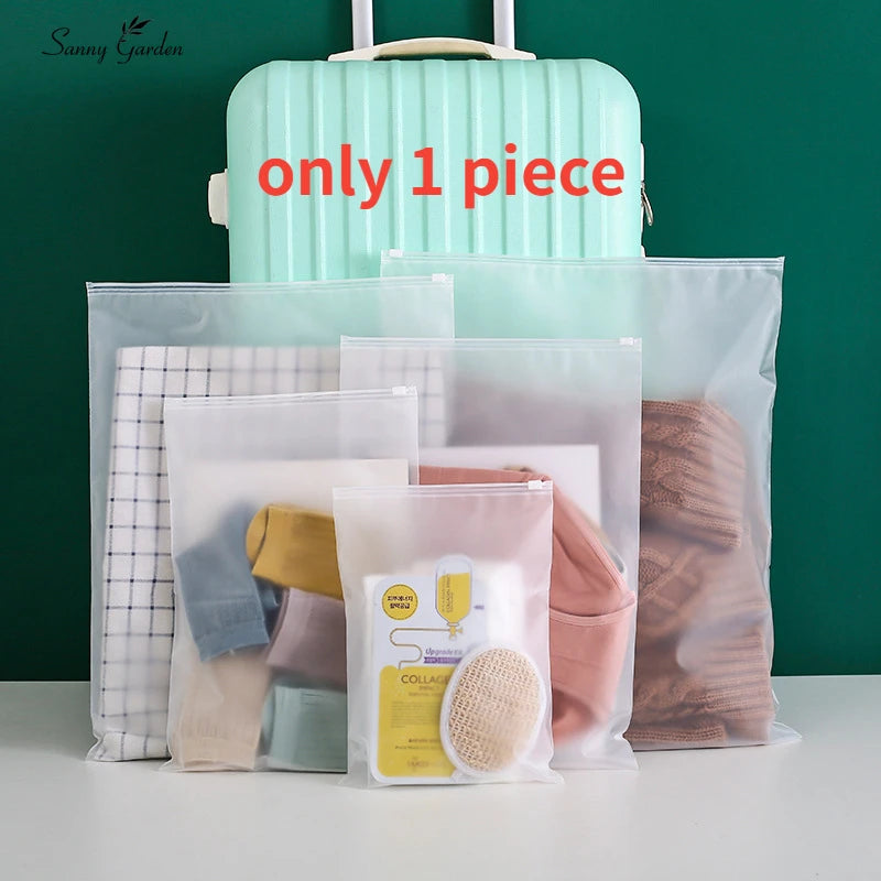 1pcs Travel Transparent Clothes Storage Bags Vacuum Bags for Shoes Makeup Underwear Zipper Packing Portable Organizer Pouch