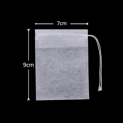50pcs/lot Disposable Teabags Non-woven Fabric Tea Filter Bags for Coffee Spice Tea Bag with Drawstring Filters Kitchen Teaware