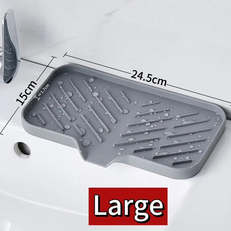 Silicone Kitchen Sink Tray Soap Dish Holder with Drain Tip Countertop Sink Scrubber Drain Pad for Sponge Kitchen Bathroom Tools