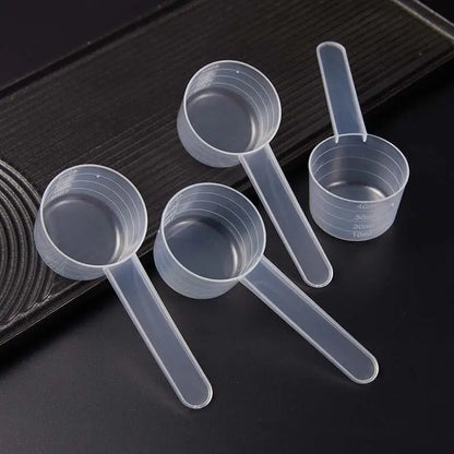 5PCS Transparent PP Plastic Measuring Cup Flat Bottom Graduated Measuring Spoon Baking Tool Graduated Facial Mask Spoon 30-70ml