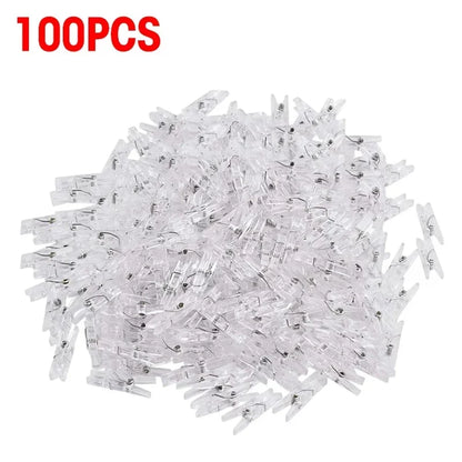 200/50Pc Mini Plastic Clips Transparent Photo Snack Sealing Clip Clothespins DIY Home Party Decoration Fairy Light Hanging Clamp