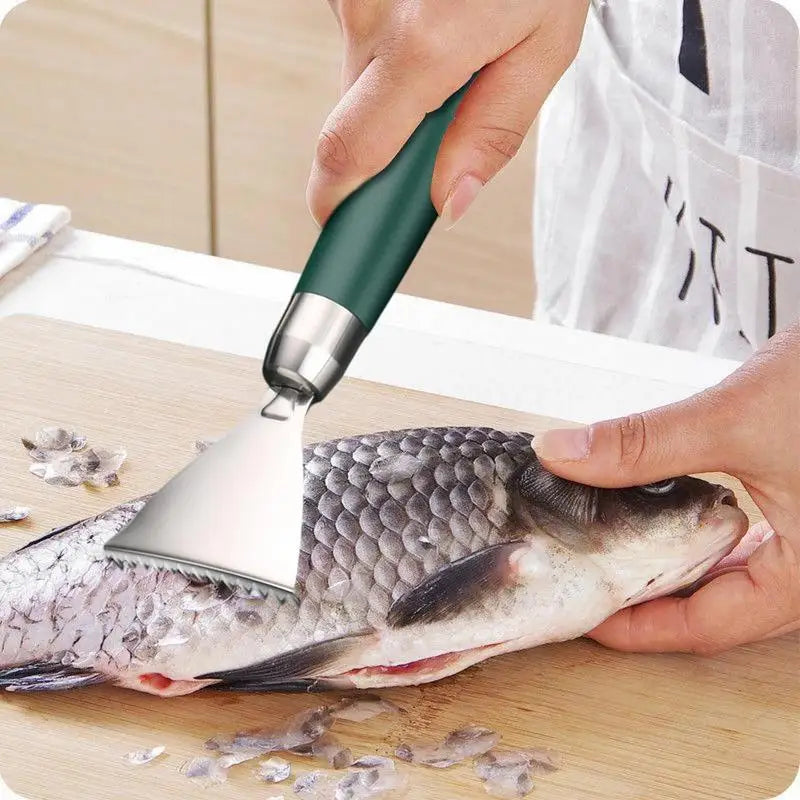 Fish Skin Peeler Stainless Steel Fish Scale Scraper Non-Slip ABS Handle Portable Kitchen Accessories Serrated Skin Scraping