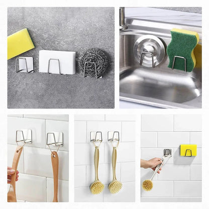 Kitchen Sponge Storages Sink Drain Drying Rack Shelf Toilet Bathroom Sponge Holder Cleaning Sponge Rack Hooks Accessories Tools