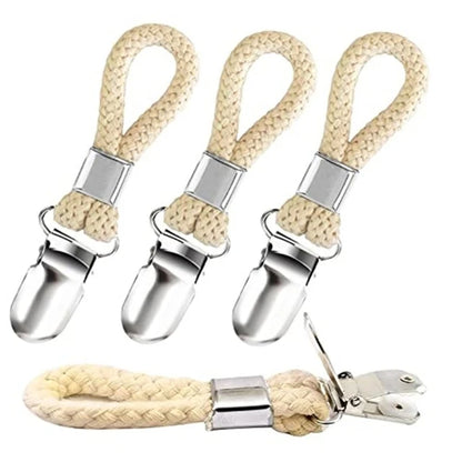 4PCS Bathroom Clips Braided Cotton Loop Metal Clamp Towel Clothes Pegs Household Multipurpose Cloth Hanger Kitchen Storage Racks