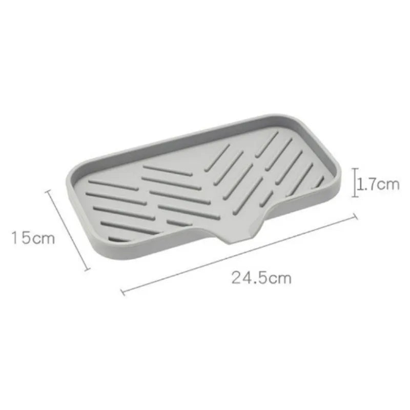 Silicone Kitchen Sink Tray Soap Dish Holder with Drain Tip Countertop Sink Scrubber Drain Pad for Sponge Kitchen Bathroom Tools