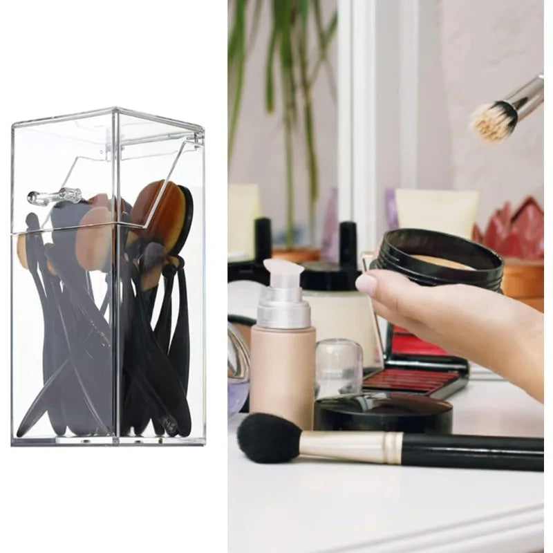 Makeup Brush Organizers with Dustproof Lid Travel Makeup Brush Organizer Eyebrow Pencil Makeup Brush Storage Box Organizers