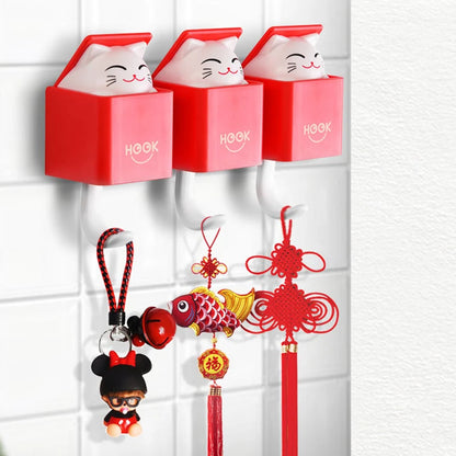 Creative Cute Cat Wall Hanging Hook for Clothes Hat Scarf Key Cute Animals Hanger Rack Wall Decoration Free Punching