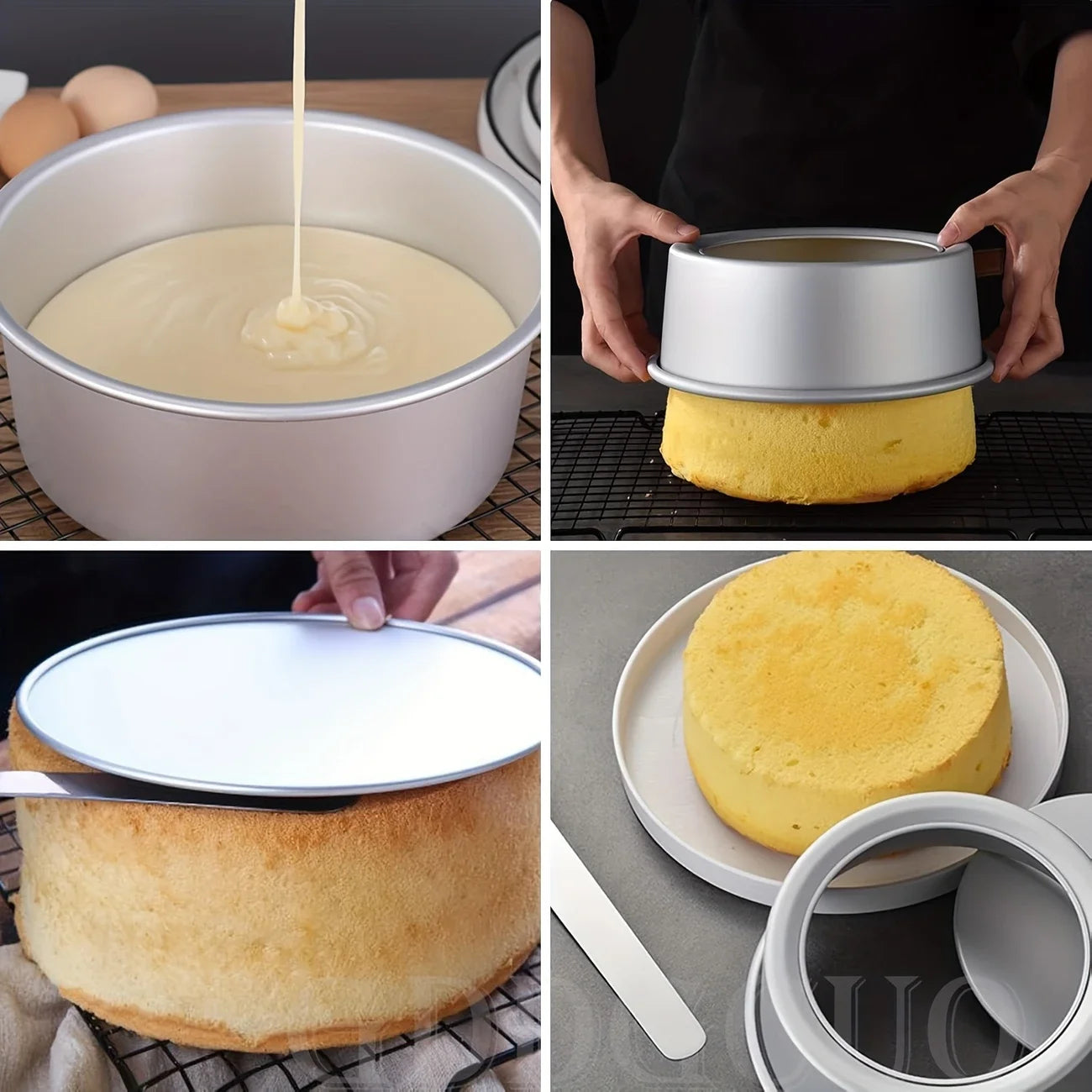 Non-Stick Round Removable Bottom Cake Pan Easy Release High Lift Cake Mold One,Model Chiffon Cake, Wedding, Small Party Baking