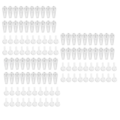60pcs Plastic Photo Picture Frame Nail Painting Frame Mirror Clock Wall Hanging Nail Hook Hanger for Hard Wall Concrete Brick
