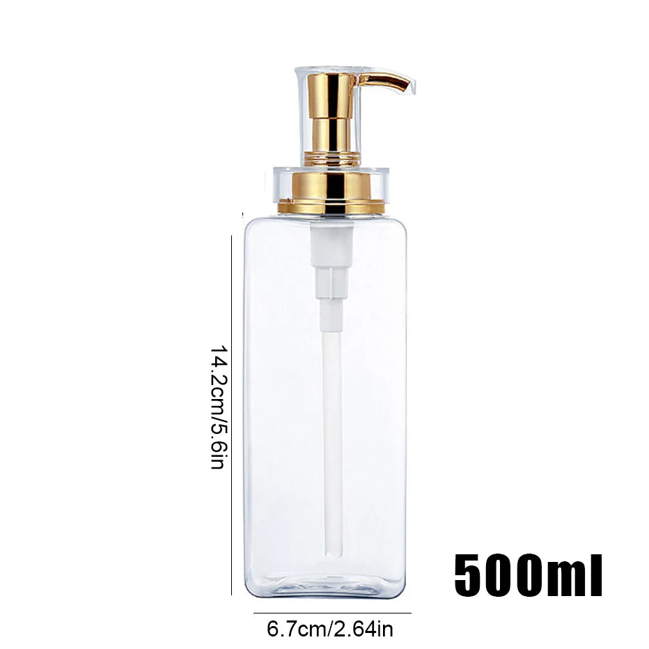 500ml/16.9oz Shampoo and Conditioner Body Wash Dispenser Bathroom Shower Countertop Soap Dispenser Bottle Square Shampoo Bottle