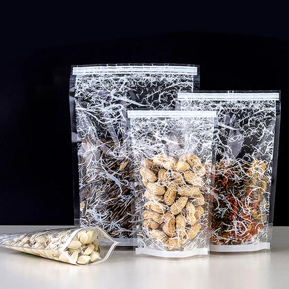 100Pcs/Lot Plastic Stand Up Pouches Ziplock Food Packaging Bags with Window Resealable Tear Notch for Nuts Snacks Coffee Bean
