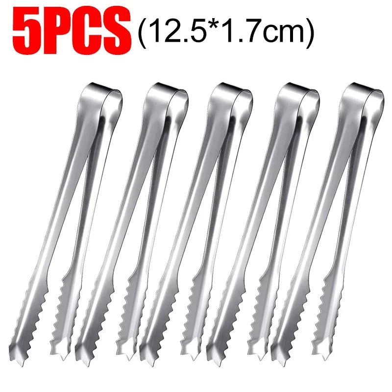 Stainless Steel Ice Tongs Bread Cake Clamps Salad Coffee Sugar Cubes Clips for Restaurant Bar Kitchen Tools Party Serving Tongs