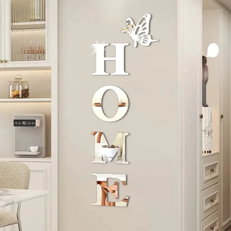 HOME Home Logo 3D Mirror Wall Sticker, Entrance Decoration, Home Decoration