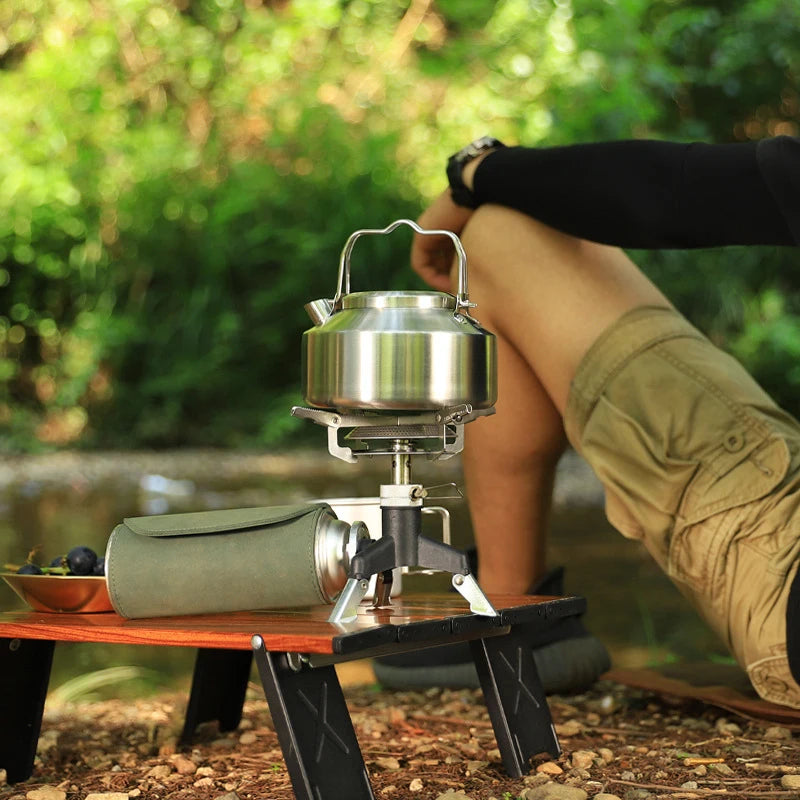Outdoor Stove Kettle Stainless Steel Kettle Double Handle Stove Camping Tea Pot For Hiking Picnic Barbecue Portable Water Tankle