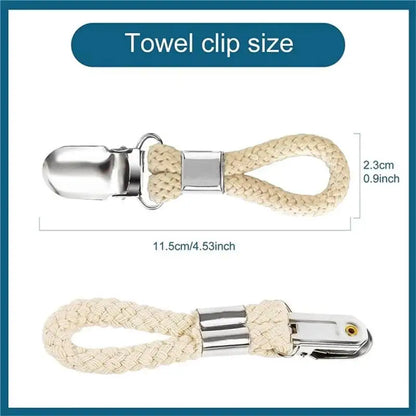 4PCS Bathroom Clips Braided Cotton Loop Metal Clamp Towel Clothes Pegs Household Multipurpose Cloth Hanger Kitchen Storage Racks