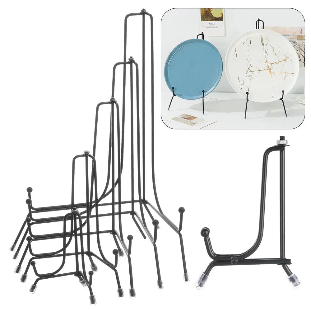 Iron Plate Support Stand Ornament Holder Display Stand Tabletop Artworks Decorative Plate Photo Frame Rack Tea Cake Rack