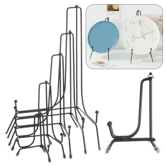Iron Plate Support Stand Ornament Holder Display Stand Tabletop Artworks Decorative Plate Photo Frame Rack Tea Cake Rack