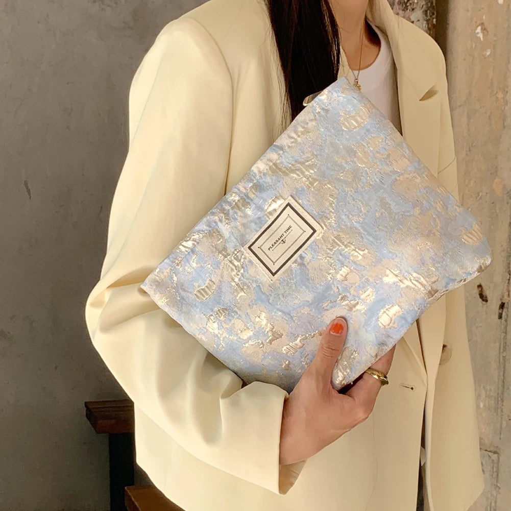 Storage Organizer Floral Puffy Quilted Makeups Bags Flower Printed Cosmetic Pouch Large Travel Cosmetics Bag Makeup Accessory