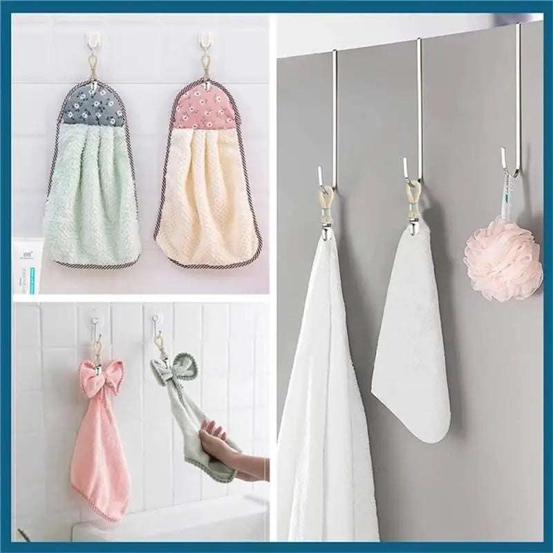 4PCS Bathroom Clips Braided Cotton Loop Metal Clamp Towel Clothes Pegs Household Multipurpose Cloth Hanger Kitchen Storage Racks