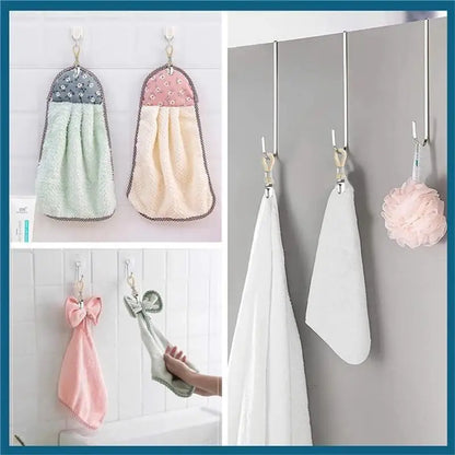 4PCS Bathroom Clips Braided Cotton Loop Metal Clamp Towel Clothes Pegs Household Multipurpose Cloth Hanger Kitchen Storage Racks