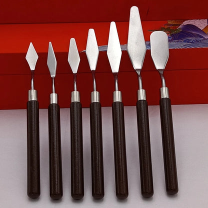 7 Pcs/set Stainless Steel Fondant Cake Spatula Cream Mixing Scraper Oil Painting Scoop Cake Decoration Accessories