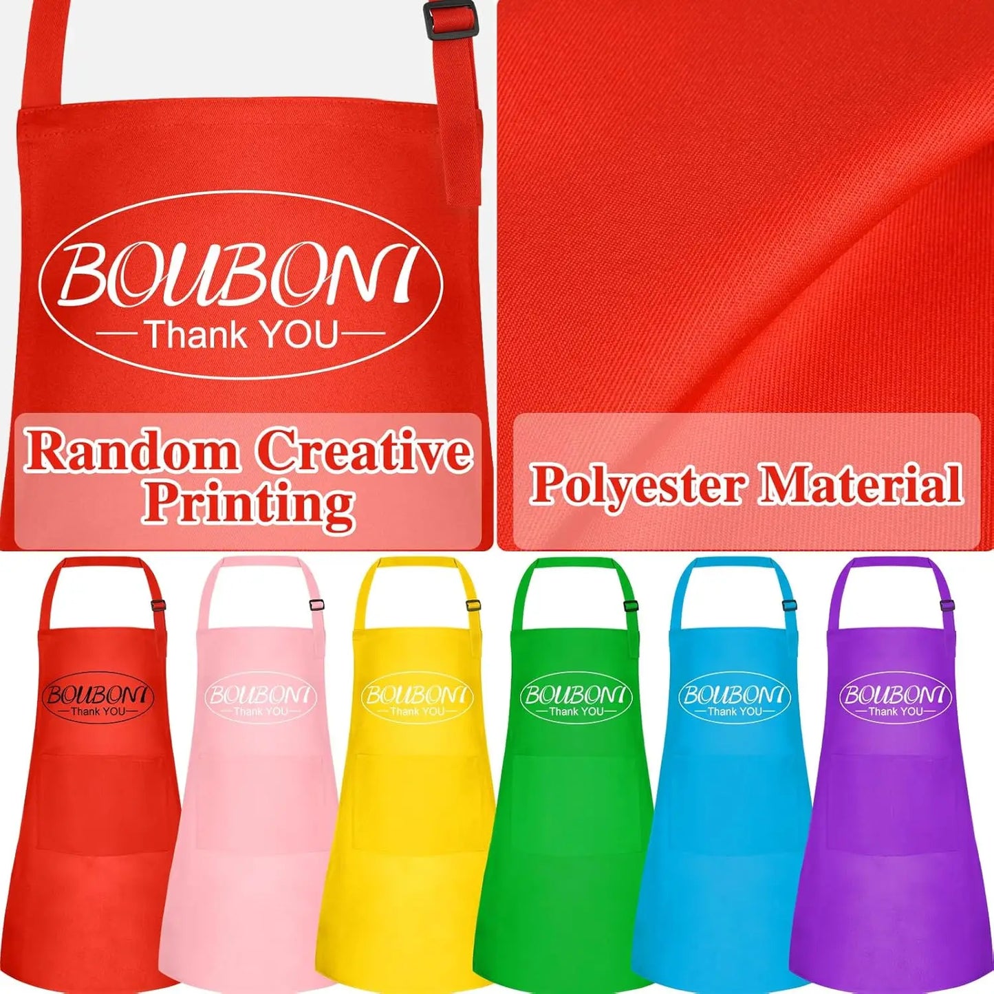 6-12 Pack Kids Painting Aprons with 2 Pockets Adjustable Chef Art Apron for Cooking Baking Painting Crafting Christmas Party