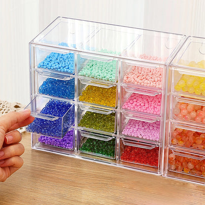Transparent Compartment Beaded Storage Box Ins Style Large Capacity Acrylic Drawer Diy Handmade Rice Bead Jewelry Display Box