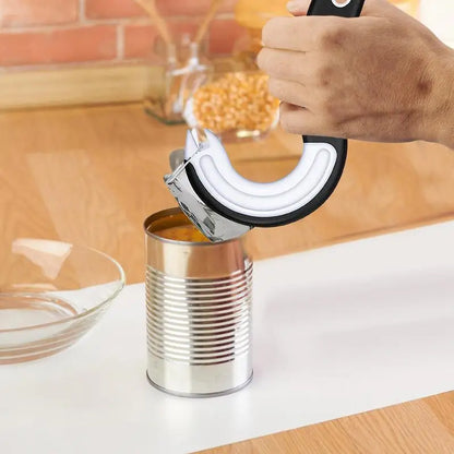 Portable J-Shaped Easy Grip Tin Openers Kitchen Non-Slip Jar Opener Lid Opening Tools Ring Pull Can Opener Multifunctional