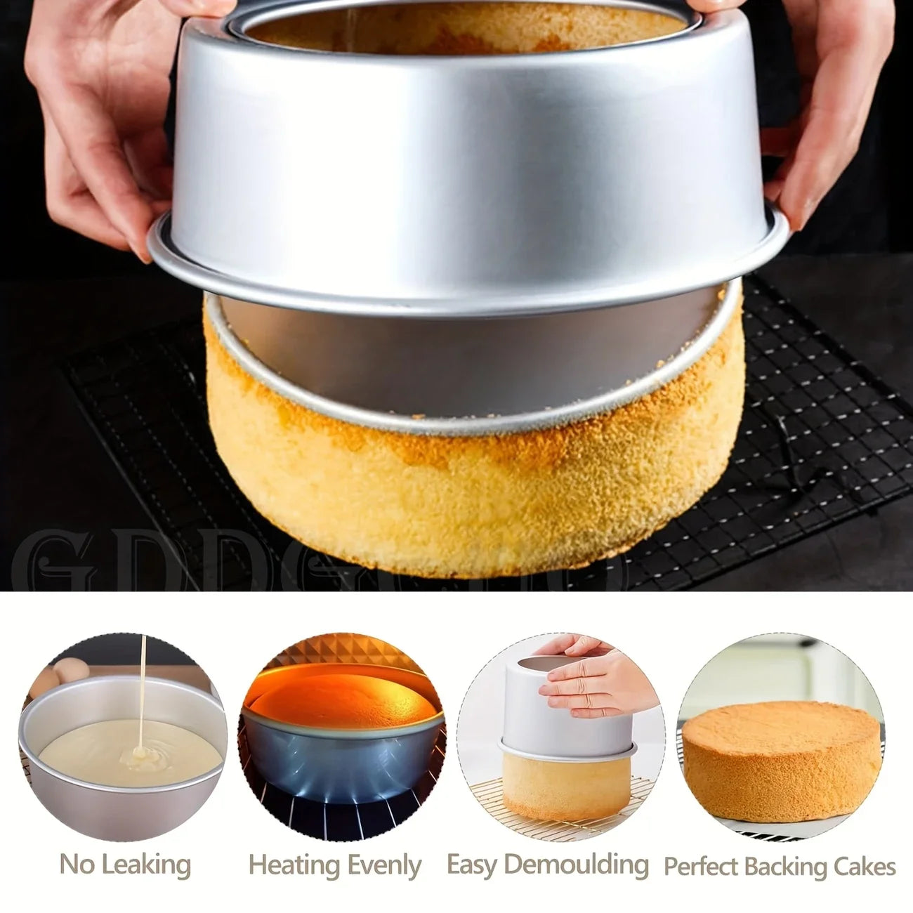 Non-Stick Round Removable Bottom Cake Pan Easy Release High Lift Cake Mold One,Model Chiffon Cake, Wedding, Small Party Baking