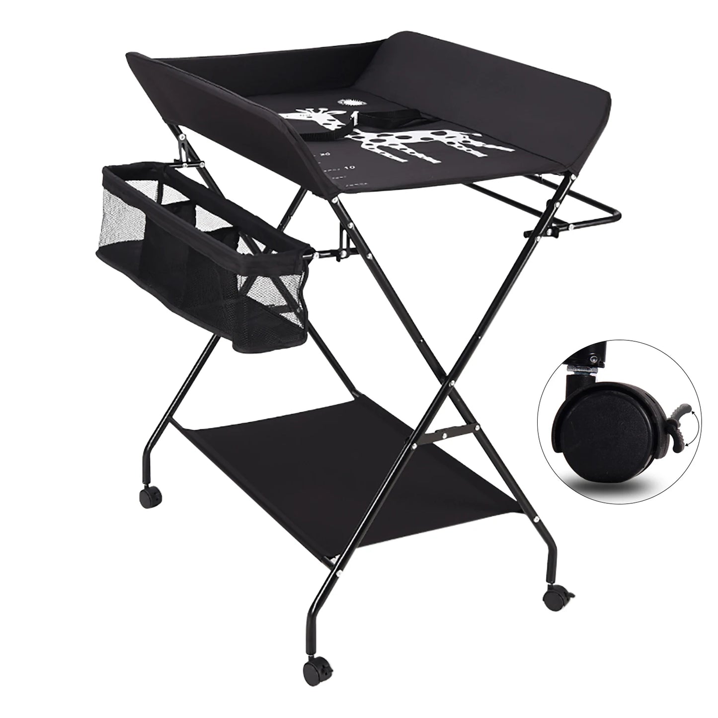 Portable Baby Changing Table Folding Nursery Changing Station Black/Khaki/Gray Load Capacity 15kg