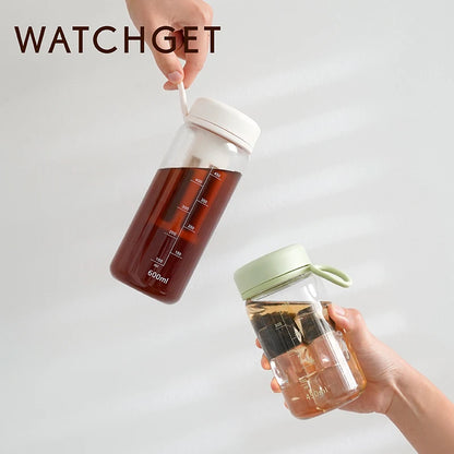 watchget Cold Brew Coffee Maker Travel Tumbler Portable Iced Coffee & Tea Infuser with Silicone Handle/Airtight Lid, Green/White