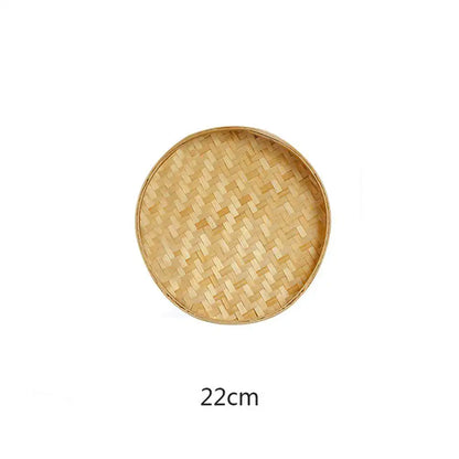 Rattan Wicker Basket Handwoven Fruit Tea Snack Bread Basket Cosmetic Round Storage Box Water Hyacinth Weaving Bamboo Tray