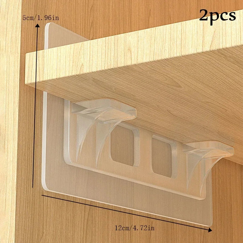 2/4pcs Adhesive Shelf Support Pegs For Kitchen Bedroom Closet Cabinet Shelf Support Clips Wall Hanger Sticker Bracket Holder