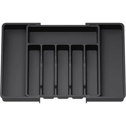 Expandable Utensil Tray Adjustable Plastic Silverware Organizer Spoons Forks Knives Cutlery Holder Kitchen Gadgets