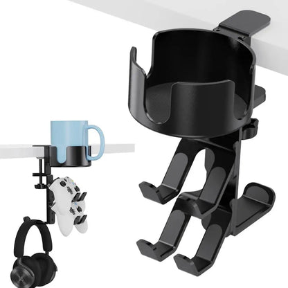 4 in 1 Desk Cup Holder with Headphone Hanger and Controller Stand Gaming Accessories Universal Adjustable