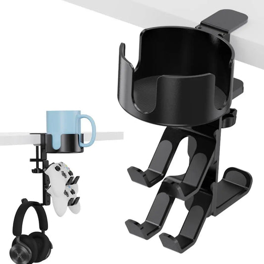 4 in 1 Desk Cup Holder with Headphone Hanger and Controller Stand Gaming Accessories Universal Adjustable