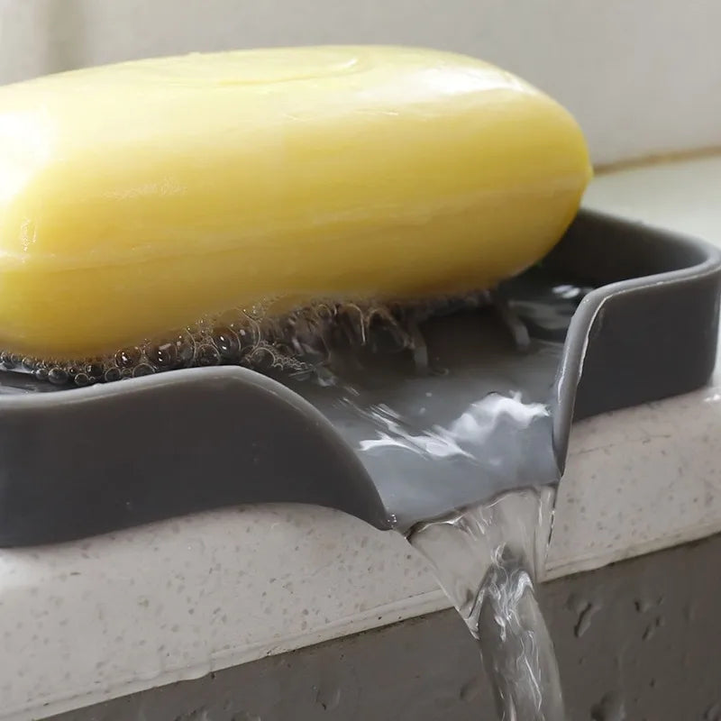 Silicone Kitchen Sink Tray Soap Dish Holder with Drain Tip Countertop Sink Scrubber Drain Pad for Sponge Kitchen Bathroom Tools