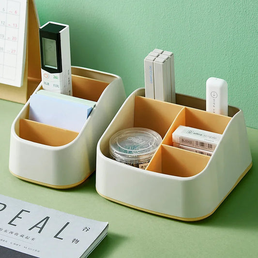 Remote Control Holder 4 Slot Desktop Storage Box Tv Remote Control Phone Trapezoidal Basket Stationery Organizer Case
