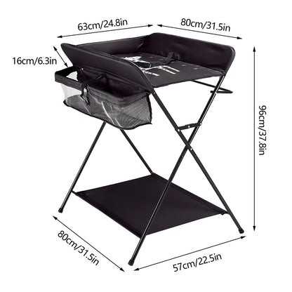 Portable Baby Changing Table Folding Nursery Changing Station Black/Khaki/Gray Load Capacity 15kg
