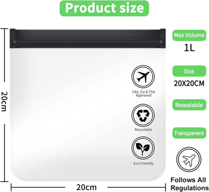 Transparent TSA Approved Toiletry Bag Portable Travel Essentials Flight Make Up Liquid Leakproof Resealable EVA Cosmetic Bags