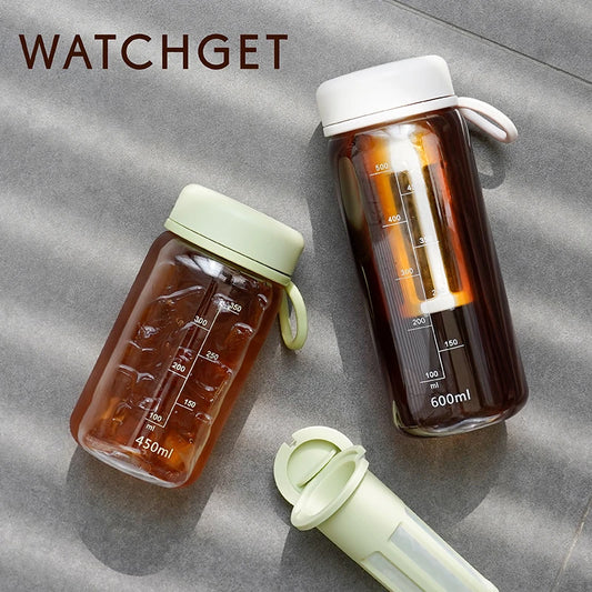 watchget Cold Brew Coffee Maker Travel Tumbler Portable Iced Coffee & Tea Infuser with Silicone Handle/Airtight Lid, Green/White