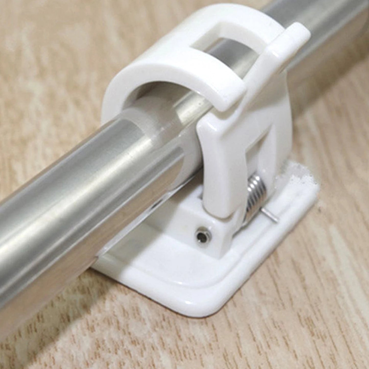 2Pcs Shower Curtain Hanging Rod End Fixing Holder Hook Self Adhesive Wall Nail Bathroom Curtain Rod Clamp Hook Support Frame