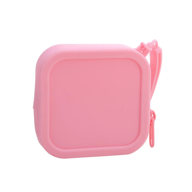 Silicone Square Coin Purse Earphone Storage Bag Women Portable Lipstick Cosmetic Bag Student Simple Small Item Bag