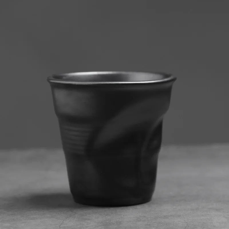 Creative Coarse Ceramic Coffee Cups Retro Irregular Folded Ceramic Mug