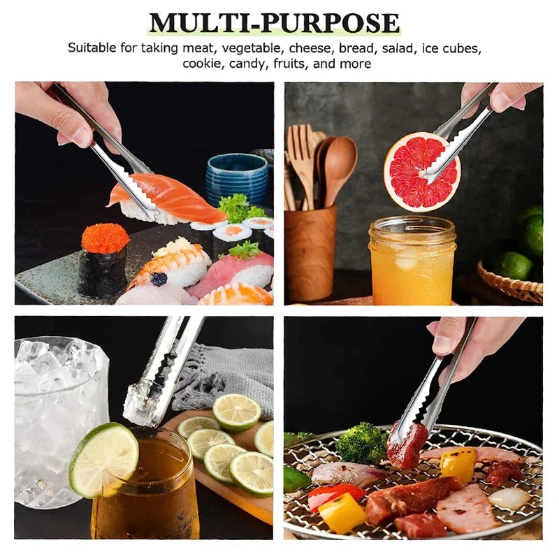 Stainless Steel Ice Tongs Bread Cake Clamps Salad Coffee Sugar Cubes Clips for Restaurant Bar Kitchen Tools Party Serving Tongs