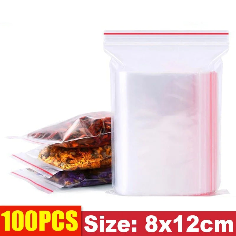 Thicken Zipper Sealed Bags Clear Plastic Storage Bag for Small Jewelry Food Packing Reclosable Zippers Sealing Pouch Wholesale