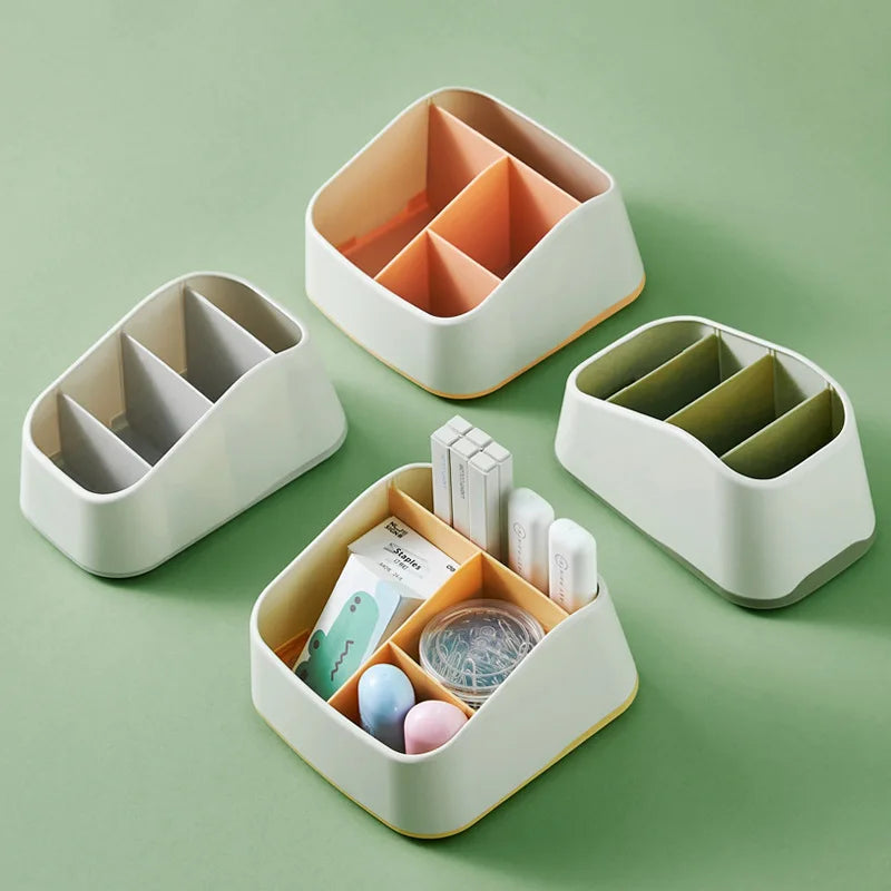 Remote Control Holder 4 Slot Desktop Storage Box Tv Remote Control Phone Trapezoidal Basket Stationery Organizer Case